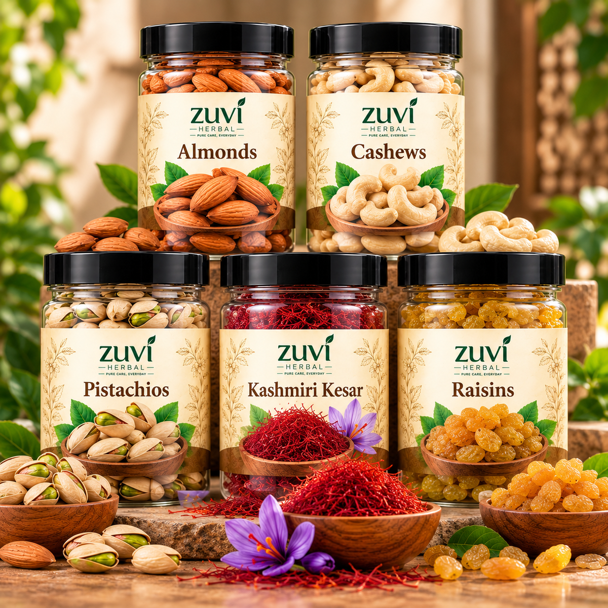 Royal Kesar & Dry Fruit Gift Box - Kashmiri Kesar | Almonds | Cashews | Pistachios | Raisins