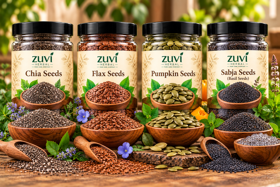 Smoothie Seed Blend - Chia Seeds | Flax Seeds | Pumpkin Seeds | Sabja Seeds