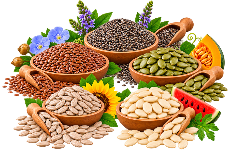 5-Seeds Mix - Chia Seeds | Flax Seeds | Pumpkin Seeds | Sunflower Seeds | Watermelon Seeds