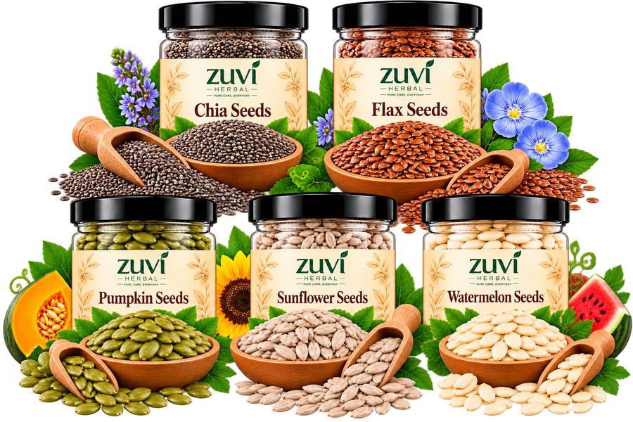 5-Seeds Mix - Chia Seeds | Flax Seeds | Pumpkin Seeds | Sunflower Seeds | Watermelon Seeds